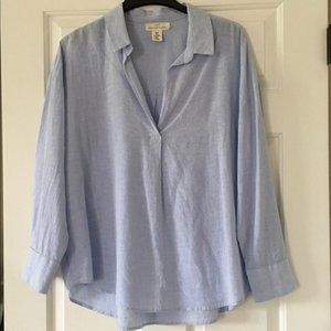 H&M LOGG Oversized Linen-Blend Long Sleeve Shirt